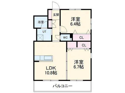 シャルム城町(2LDK/1階)の間取り写真