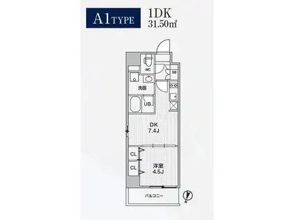 ALIVIS東十条(1DK/4階)の間取り写真