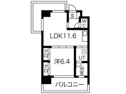 ノース VILLAGE参番館 ノースヴィレッジ参番館(1LDK/2階)の間取り写真
