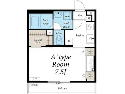 リブリ・片倉(1K/1階)の間取り写真