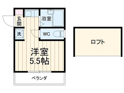 サザン宝蔵院A棟(ワンルーム/2階)の間取り写真