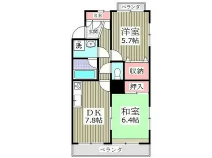白富士ハイツ(2DK/2階)の間取り写真