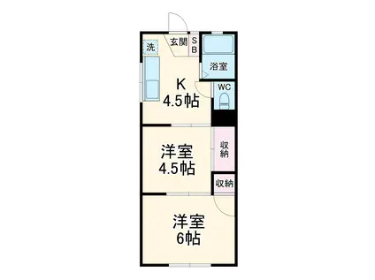 興和ビル(2K/2階)の間取り写真