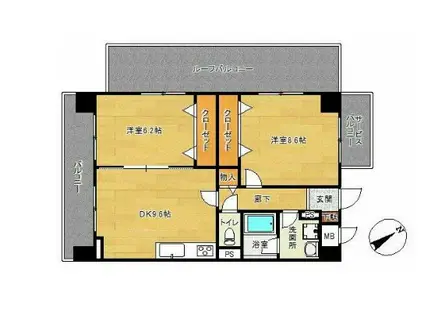 幕張本郷テクノプラザ(2DK/3階)の間取り写真