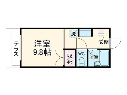 キュービック湘南壱番館(1K/1階)の間取り写真