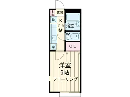 メイプルリーフ(1K/2階)の間取り写真