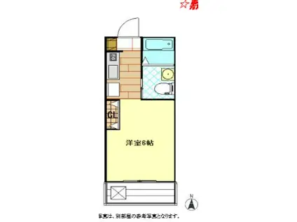 スターダスト向ヶ丘A棟(1K/3階)の間取り写真