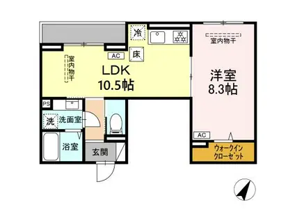 トゥトゥアジュール(1LDK/1階)の間取り写真