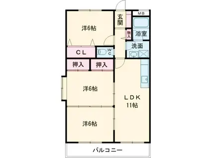 CITYハイツ山田(3LDK/3階)の間取り写真