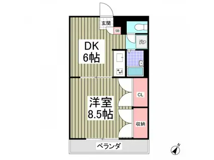 ブランドール北之幸谷(1DK/1階)の間取り写真