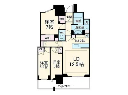 幕張ベイパーク ライズゲートタワー(3LDK/13階)の間取り写真