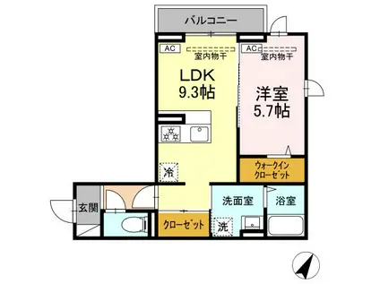トゥトゥアジュール(1LDK/3階)の間取り写真