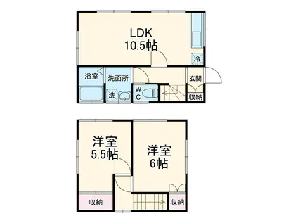 東武鉄道野田線 豊春駅 徒歩21分 2階建 築48年(2LDK)の間取り写真