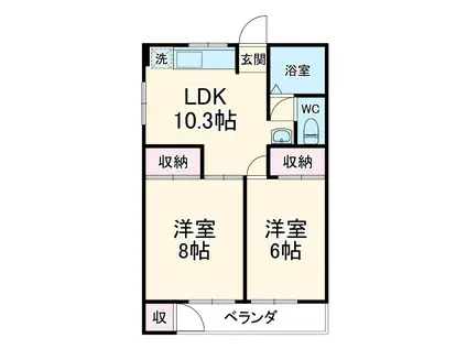 レジデンス浦和常盤(2SDK/1階)の間取り写真