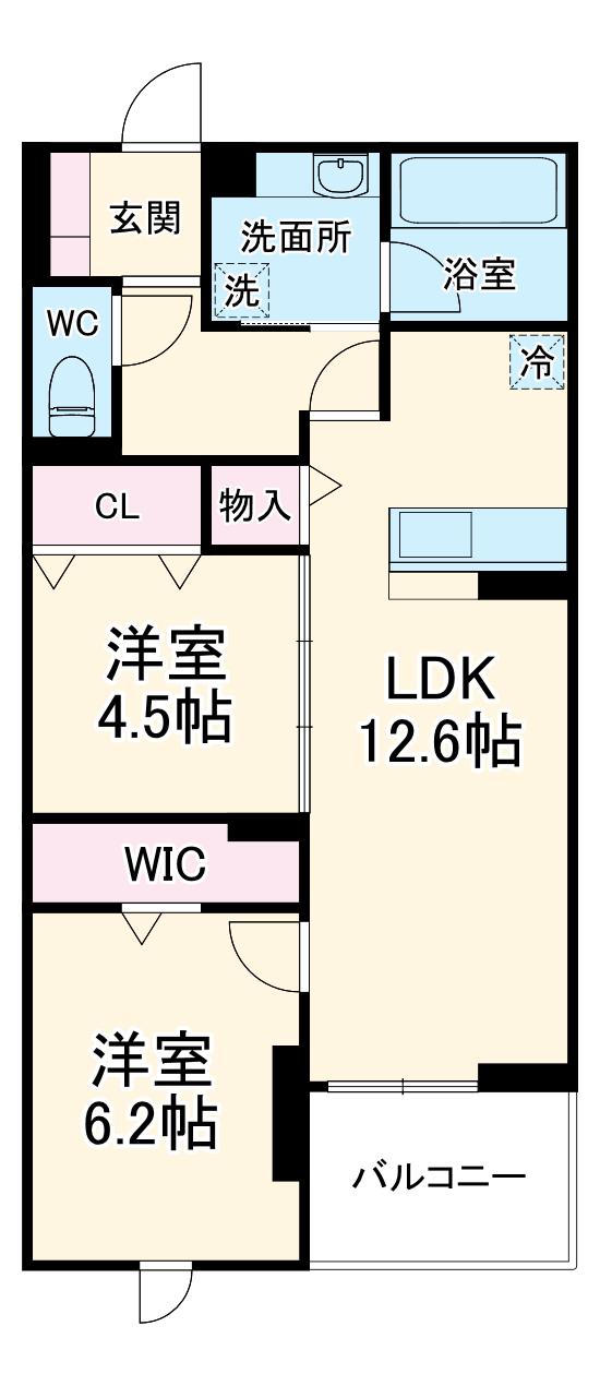 ラ・ペッシュ(2LDK/3階)の間取り写真