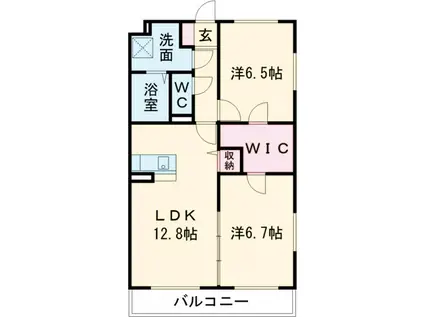 グランシャルム(2LDK/2階)の間取り写真