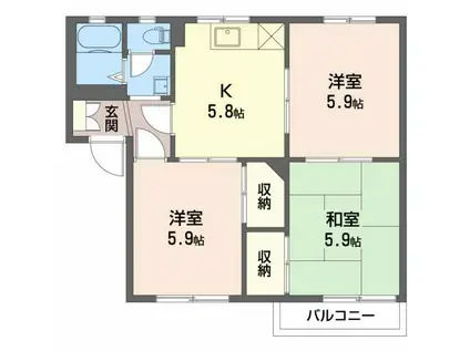 フレグランススギヤマA(3K/2階)の間取り写真