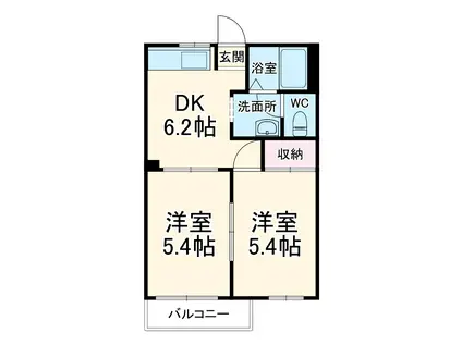 プレジオA(2DK/2階)の間取り写真