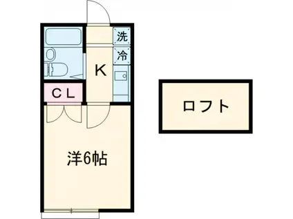 パークプレイス北棟(1K/2階)の間取り写真