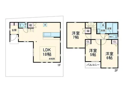 名鉄津島線 甚目寺駅 徒歩36分 2階建 築1年(3LDK)の間取り写真