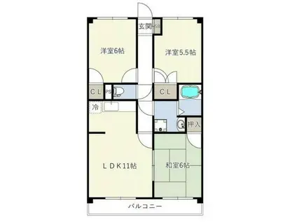 INOVE武蔵砂川(3LDK/1階)の間取り写真