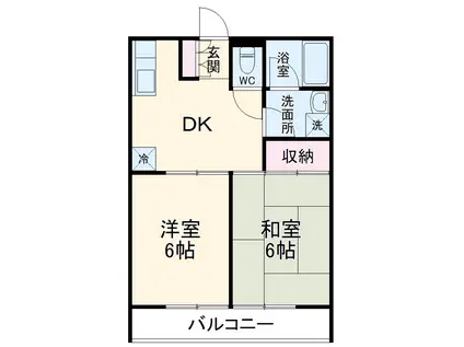 クラシオン(2DK/2階)の間取り写真