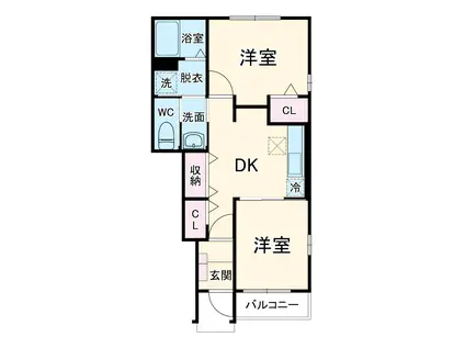 クラーレ エイ・エスⅡ(2DK/1階)の間取り写真
