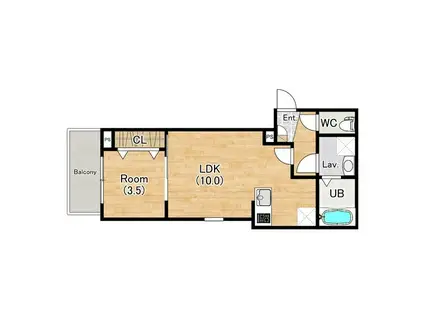 ジーメゾン北名古屋徳重ミソーレ(1LDK/2階)の間取り写真