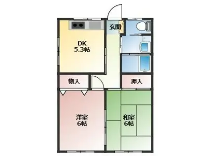 スマイルコーポQ(2DK/3階)の間取り写真