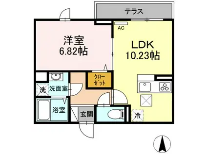 エクセリア中村北(1LDK/3階)の間取り写真
