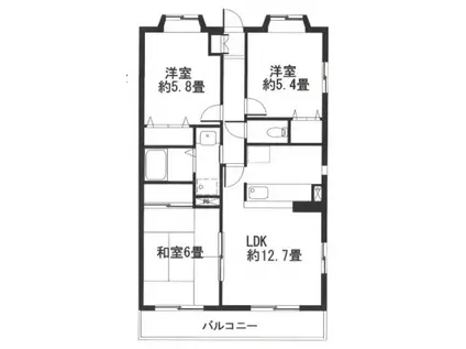 第5旭マンション(3LDK/1階)の間取り写真
