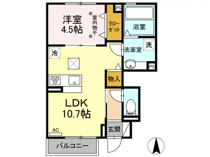 ピュイメゾン(1LDK/1階)の間取り写真
