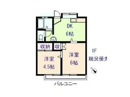 パーソナルマンション青山南道路(2DK/1階)の間取り写真
