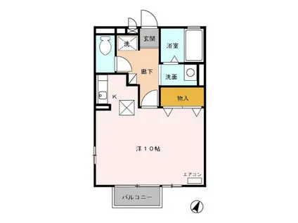 メゾン・ド・リンデンB(ワンルーム/1階)の間取り写真