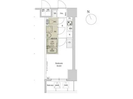 エスタート品川戸越Ⅱ(1K/9階)の間取り写真