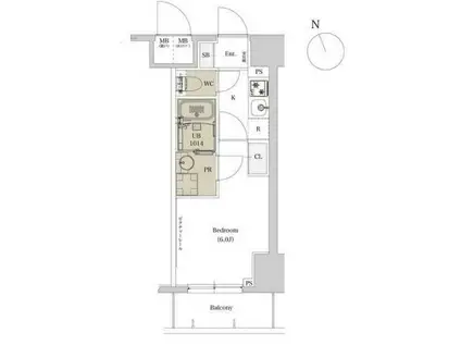 エスタート品川戸越Ⅱ(1K/5階)の間取り写真