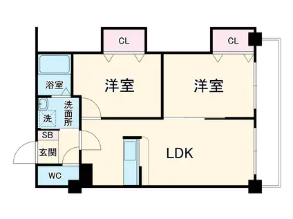 ロイヤルクインズパーク緑地公園(2LDK/5階)の間取り写真