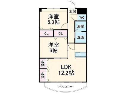 PALAZZO小池(2LDK/1階)の間取り写真