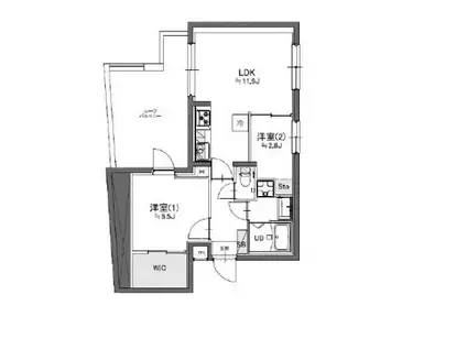 TASUKI RICHESSE洗足(2LDK/4階)の間取り写真