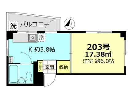 井村ビル(1K/2階)の間取り写真