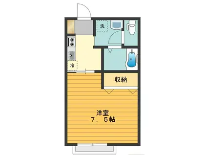 クォーレするさし(1K/2階)の間取り写真