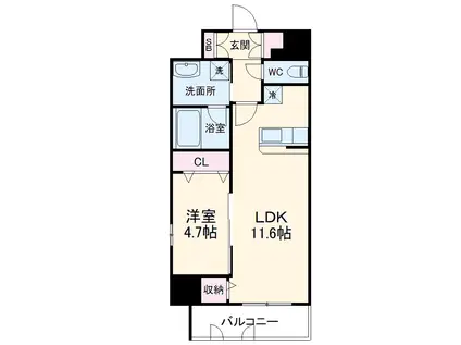 プレイス白壁(1LDK/5階)の間取り写真