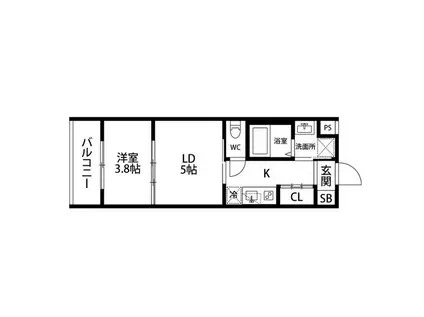 レシオス京都西院(2K/2階)の間取り写真