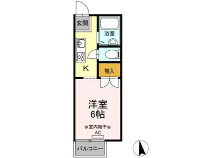 ハイツミナガワ(1K/2階)の間取り写真