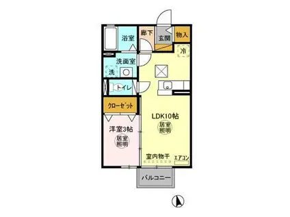 ブルマーレ(1LDK/1階)の間取り写真