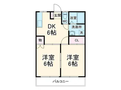 クレストビュー所沢(2DK/2階)の間取り写真