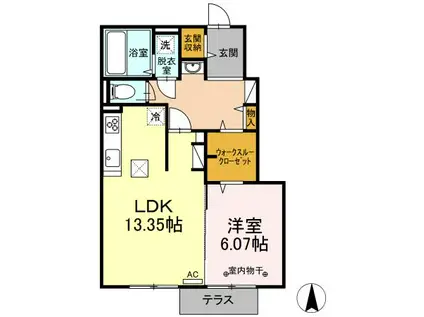 クリサンセマム(1LDK/1階)の間取り写真
