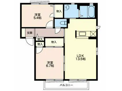 サンセールY&S A(2LDK/2階)の間取り写真