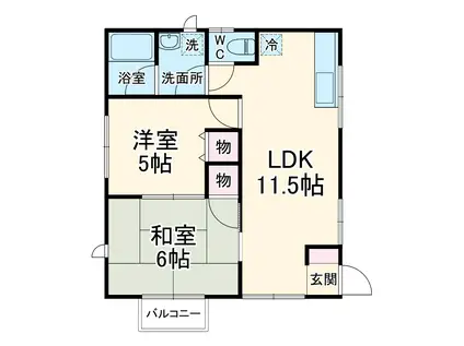 京浜急行電鉄本線 横須賀中央駅 徒歩4分 2階建 築36年(2LDK/2階)の間取り写真