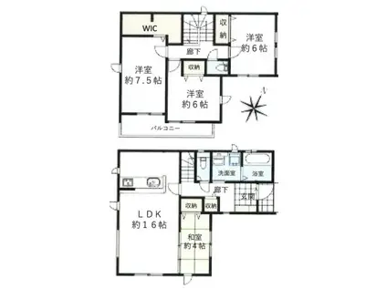 高崎線 桶川駅 徒歩30分 2階建 築1年(4LDK)の間取り写真
